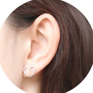 Heart diamond solid 18k gold earrings